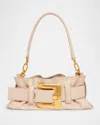 Balmain Anthem Mini Buckle Shoulder Bag In Calfskin Leather In Nude