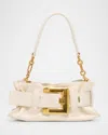 Balmain Anthem Mini Buckle Shoulder Bag In Calfskin Leather In Neutral