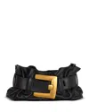 Balmain Anthem Mini Buckle Shoulder Bag In Calfskin Leather In Black