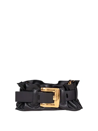 Balmain Anthem Mini Handbag In Black Leather