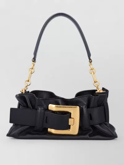 Balmain Mini Anthem Bag In Embossed Crocodile-print Calfskin In Black