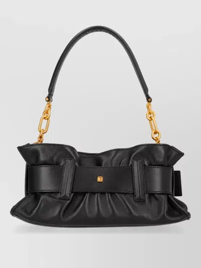 Balmain Anthem Mini Leather Clutch Bag In Black