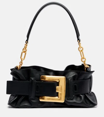 Balmain Anthem Mini Leather Shoulder Bag In Black