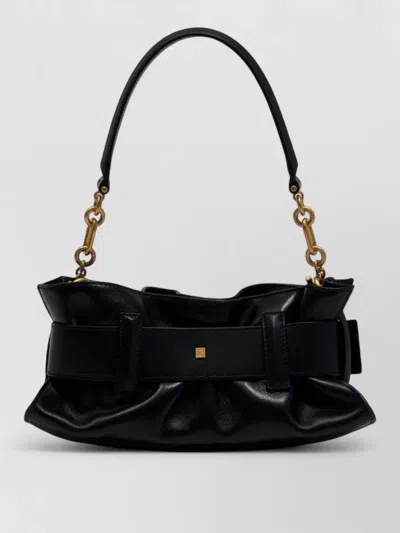 Balmain Anthem Mini Leather Shoulder Bag Buckle In Black