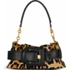 Balmain Anthem Mini Leopard Shoulder Bag In Calf Hair In Multi