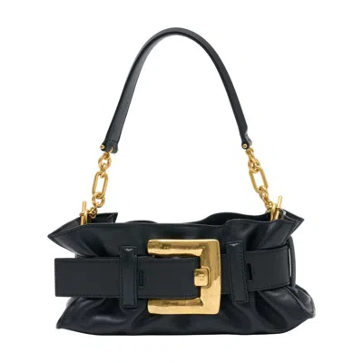 Balmain Mini Anthem Bag In Embossed Crocodile-print Calfskin In Black