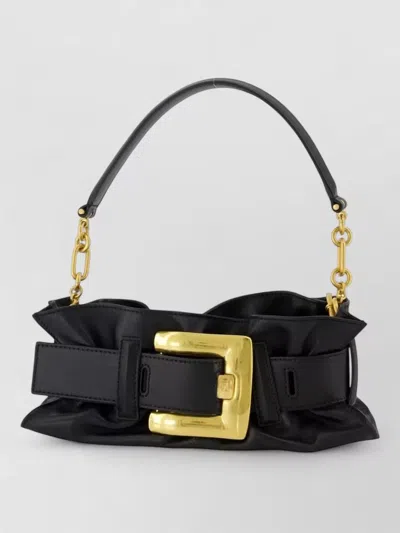 Balmain Anthem Mini Shoulder Bag Leather Buckle In Black