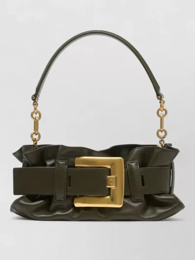 Balmain Anthem Mini Shoulder Bag Smooth Leather In Green