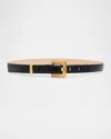 Balmain Anthem Narrow Leather Belt In Black
