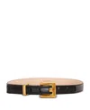 Balmain Anthem Narrow Leather Belt In Black