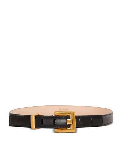 BALMAIN ANTHEM NARROW LEATHER BELT