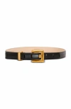Balmain Anthem Narrow Leather Belt In Black