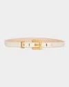 Balmain Anthem Narrow Leather Belt In Neutral