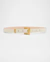 Balmain Anthem Narrow Leather Belt In Sand