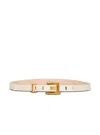 Balmain Anthem Narrow Leather Belt In Sand