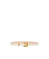 Balmain Anthem Narrow Leather Belt In White
