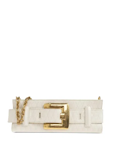 Balmain Anthem Quilted Leather Clutch Bag In Neutral
