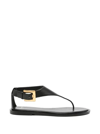 Pre-owned Balmain Anthem Sandals In Black