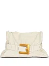Balmain Anthem Medium Buckle Shoulder Bag In Calfskin In Neutrals