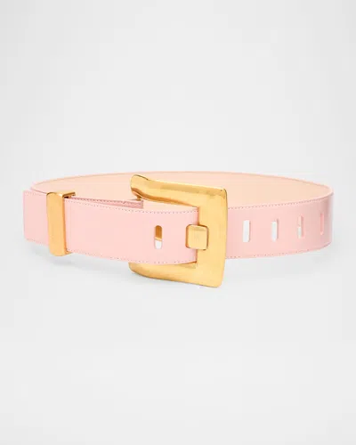 Balmain Anthem Smooth Leather Belt In Orange