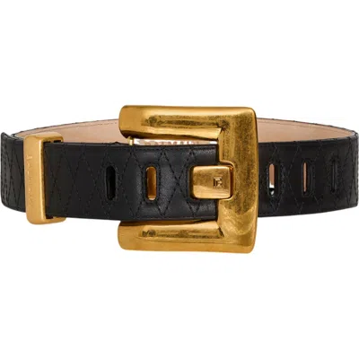 Balmain Anthem Smooth Leather Belt In Black