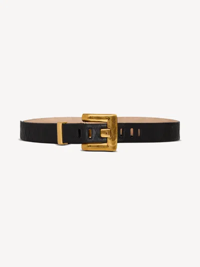 Balmain Anthem Smooth Leather Belt In Black
