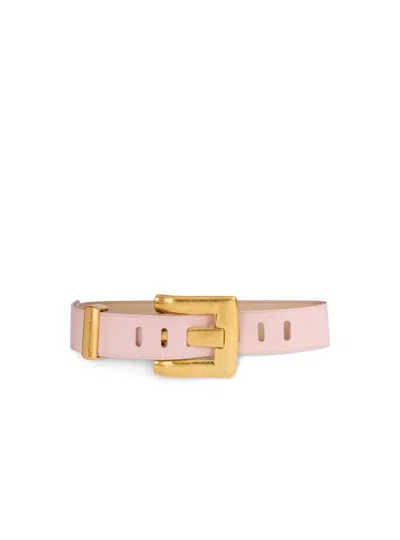 Balmain Anthem Smooth Leather Belt In Pink