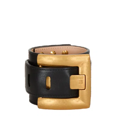 Balmain Anthem Smooth Leather Bracelet In Purple