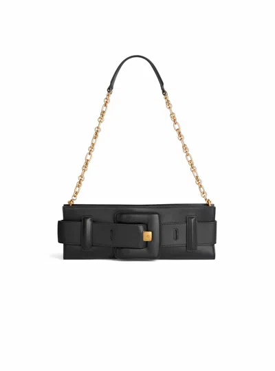 Balmain Anthem Smooth Leather Clutch In Black