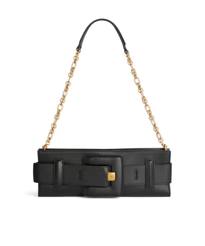 Balmain Anthem Smooth Leather Clutch In Black