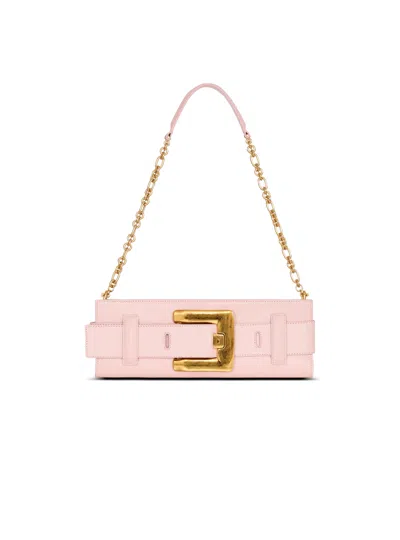 Balmain Anthem Smooth Leather Clutch In Pink