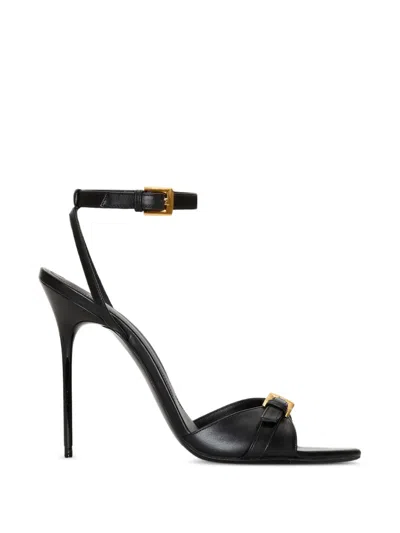 Balmain Anthem Smooth Leather Sandals In Black