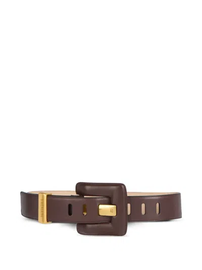 Balmain Anthem Smooth-leather Belt In Brown
