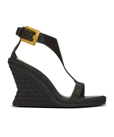 BALMAIN ANTHEM WEDGE LAMBSKIN ESPADRILLES