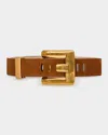 Balmain Anthem Wide Suede Leather Belt In Brown