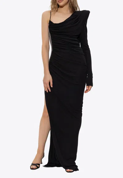 Balmain Appliqué Embellished Maxi Dress In Black