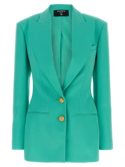 BALMAIN AQUA DOUBLE-BREASTED BLAZER