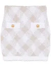 Balmain Vichy Check Tweed Mini Skirt In White