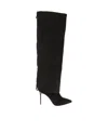 Balmain Suede Ariel Knee Length Boots In Black