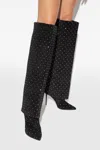 Balmain Suede Ariel Boots With Rhinestoned Detail In Black