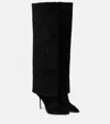 Balmain Suede Ariel Knee Length Boots In Noir