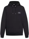 Balmain Logo-patch Cotton Hoodie In Black