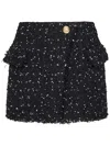 Balmain Asymmetric Polka-dot Tweed Mini Skirt In Black