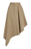 Balmain Asymmetrical Cotton Skirt In Beige