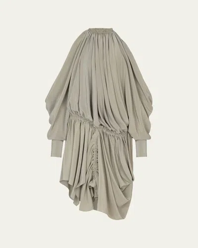 Balmain Asymmetric Draped Cold-shoulder High-low Dress In Multi