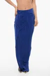 Balmain Asymmetric Draped Crepe De Chine Dress In Blue