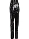 Balmain Asymmetric Draped Vinyl Trousers Woman Pants Black Size 8 Polyester In Black