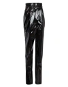 Balmain Asymmetric Draped Vinyl Trousers Woman Pants Black Size 8 Polyester In Black
