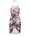 Balmain Abstract Pattern Halterneck Dress In Multi