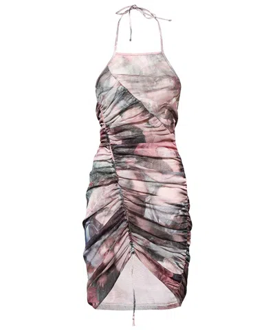 Balmain Asymmetric Hem Midi Dress In Multi